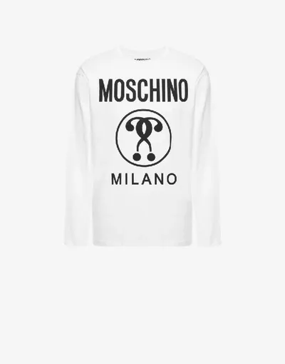 Moschino Double Question Mark Jersey T-shirt In White