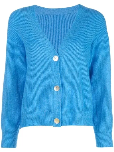 Apparis Avery Ribbed Knit Cardigan In Blue