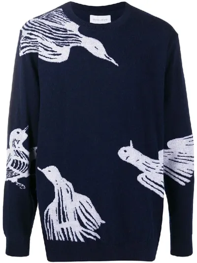 Christian Wijnants Bird Intarsia Wool Jumper In Blue