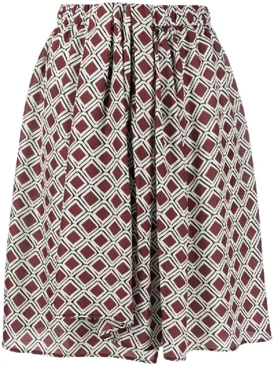 Christian Wijnants Mosaic Print Draped Detail Skirt In White