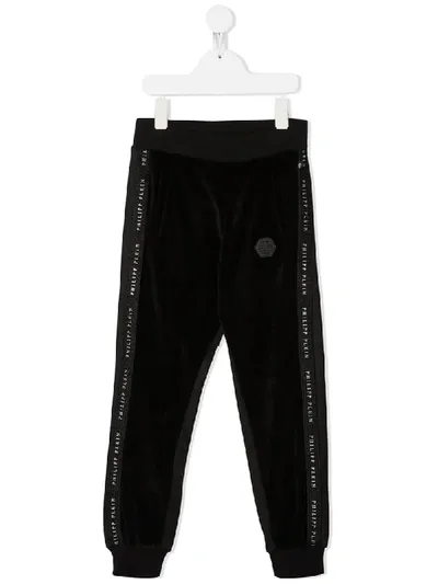 Philipp Plein Junior Kids' Logo Track Trousers In Black