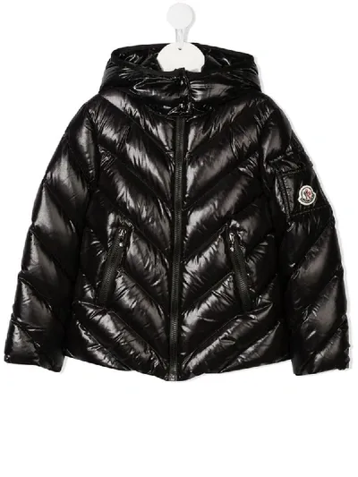 Moncler Kids' Hooded Puffer Jacket In Black