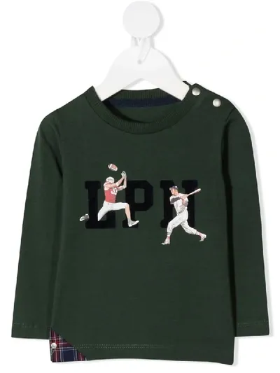 Lapin House Babies' Logo Baseball Sweatshirt In Green