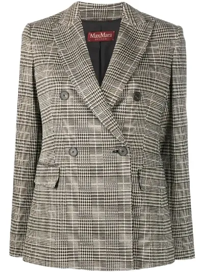 Max Mara Houndstooth Print Blazer In White