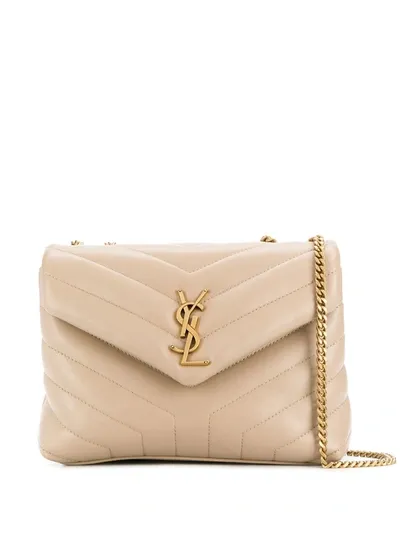 Saint Laurent Loulou Quilted Shoulder Bag In Neutrals