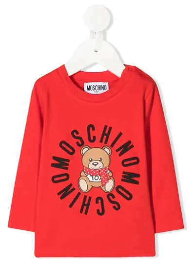 Moschino Kids' Teddy Logo-print Sweatshirt In Red