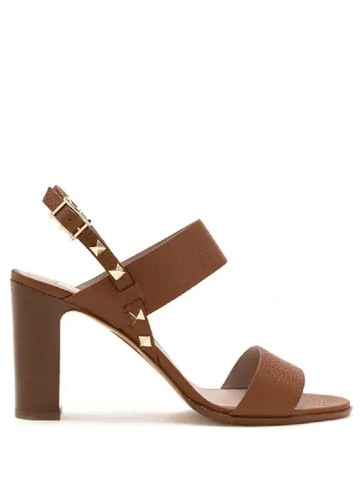 Valentino Garavani 'rockstud' Pantoletten, 85mm In Brown