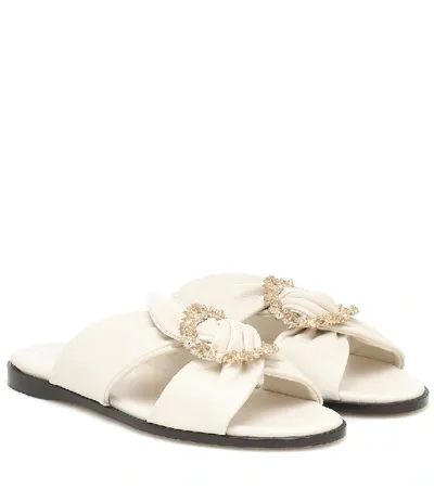 Jimmy Choo Neda Twist-strap Leather Sandals In White