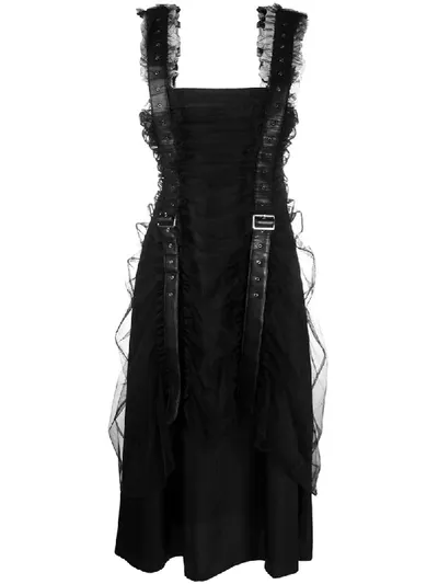 Comme Des Garçons Buckle Detail Midi Dress In Black