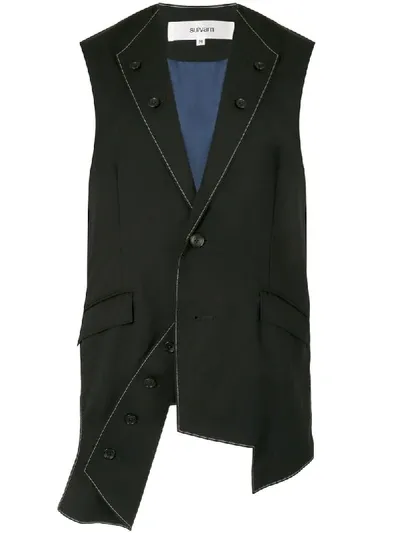 Sulvam Cut-out Detail Waistcoat In Black