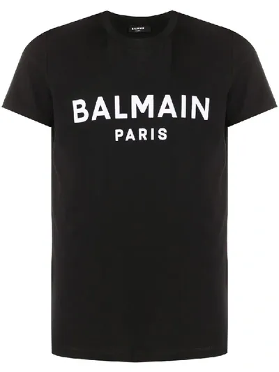 Balmain Flocked-logo Slim-fit T-shirt In Black