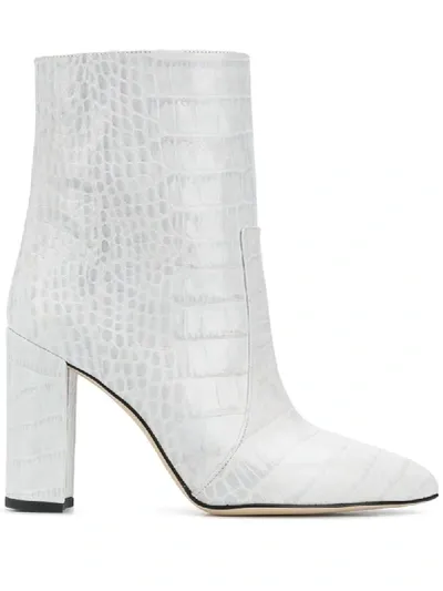 Paris Texas Crocodile-effect Ankle Boots In White