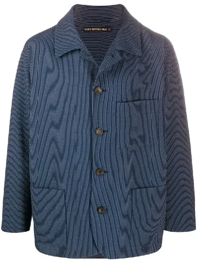 Issey Miyake Patch-pocket Pinstriped Shirt In Blue