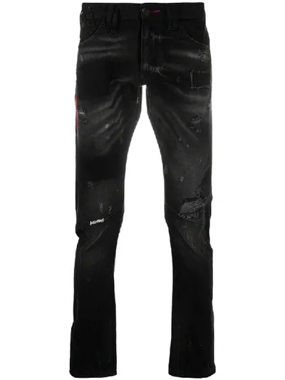 Philipp Plein Skull Outline Milano Jeans In Black