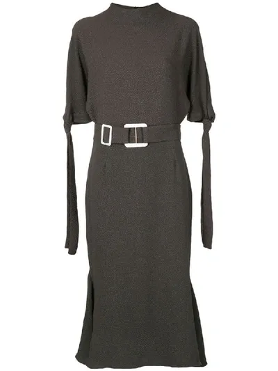 Edeline Lee Pedernal Belted Midi Dress In Grey