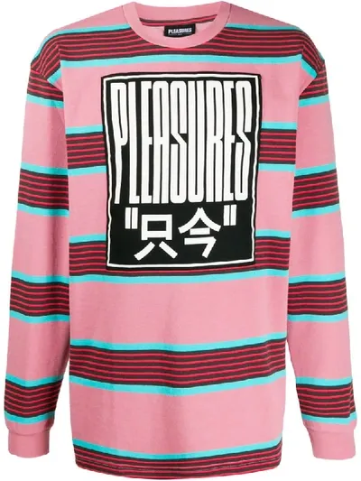 Pleasures Striped Long-sleeved T-shirt In Pink