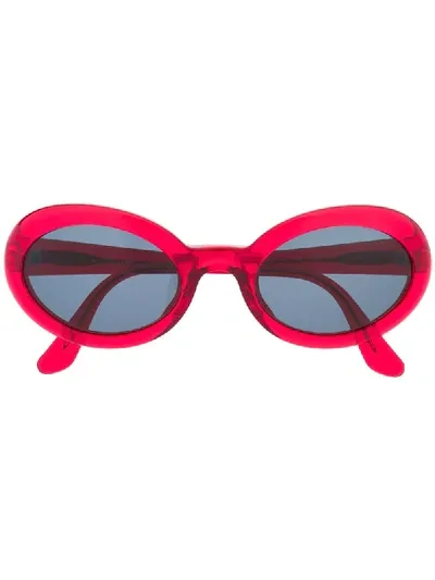 Pre-owned Valentino 1990s Oval-frame Sunglasses In Red