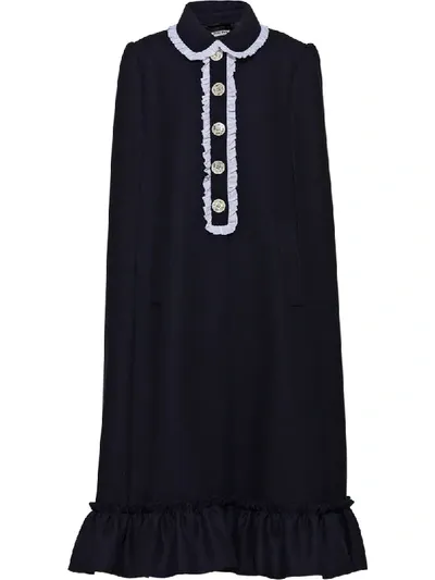 Miu Miu Contrast Crochet Cape In Blue