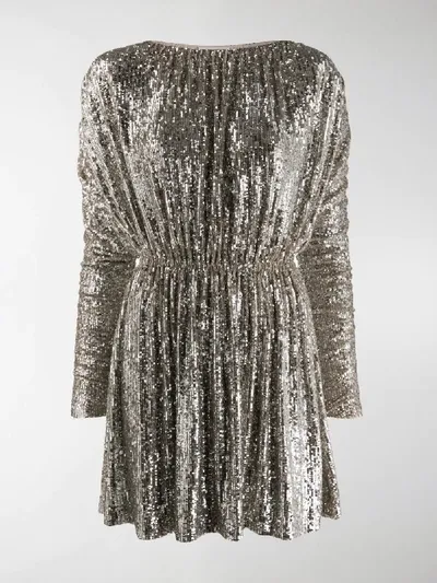 Saint Laurent Sequin-embellished Dress In Silver