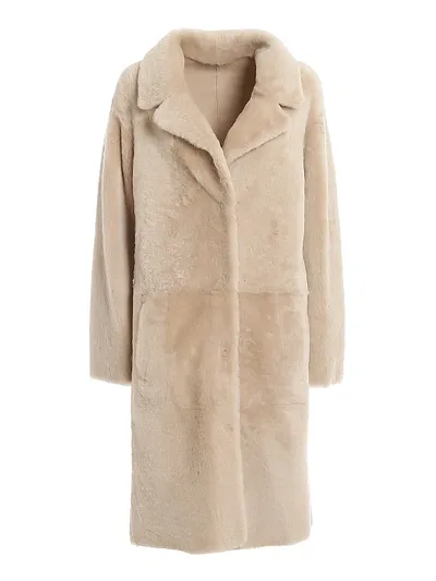 Drome Textured Shearling Coat In Neutrals