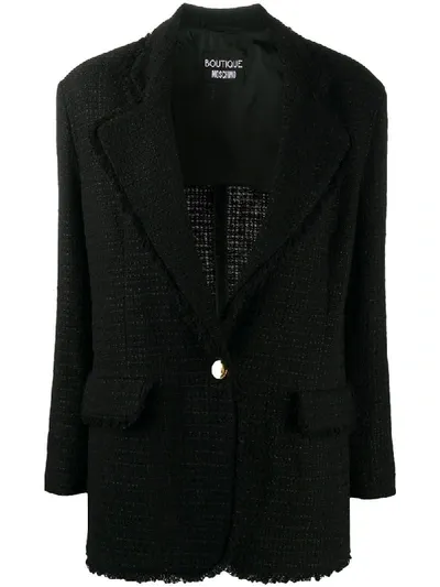 Boutique Moschino Tweed Single-breasted Blazer In Black