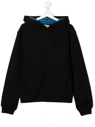 Moschino Teen Embroidered Long-sleeved Hoodie In Black