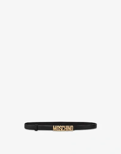 Moschino Logo Belt With Gold-tone Hardware In Light Orange