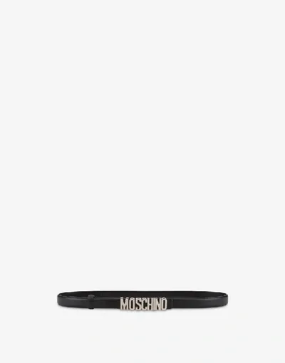 Moschino Belt With Mini Lettering Logo In Light Orange