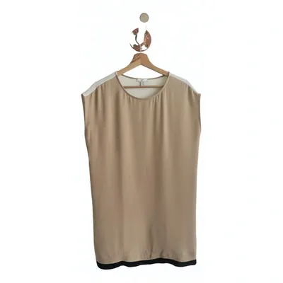 Pre-owned Joie Silk Mini Dress In Beige