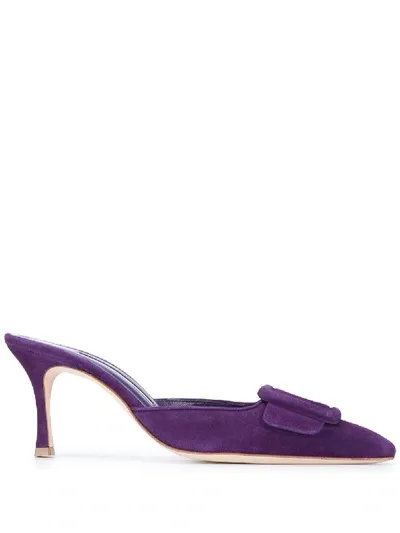 Manolo Blahnik Maysale 80mm Suede Mules In Purple