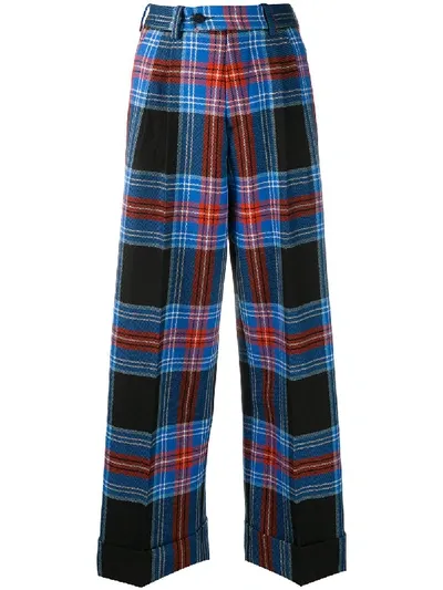 Charles Jeffrey Loverboy Plaid Turn-up Hem Trousers In Blue