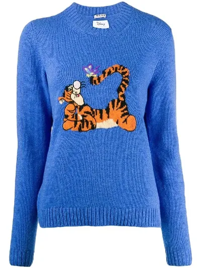 Miu Miu X Disney Tigger Intarsia-knit Jumper In Blue