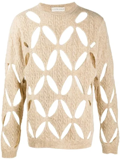 Stefan Cooke Cut-out Knit Jumper In Neutrals