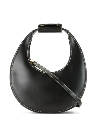 Staud Mini Moon Leather Shoulder Bag In Black