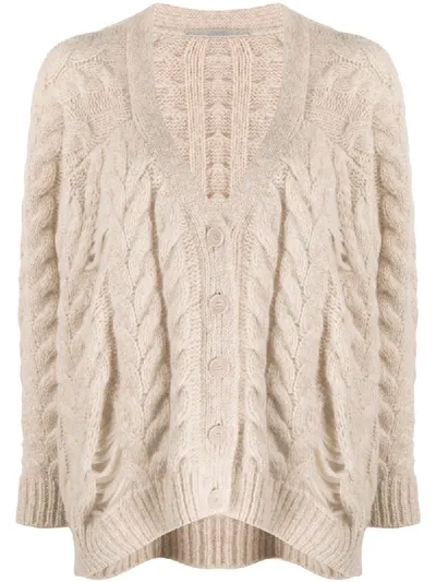 Stella Mccartney Chunky Knit Cardigan In Neutrals