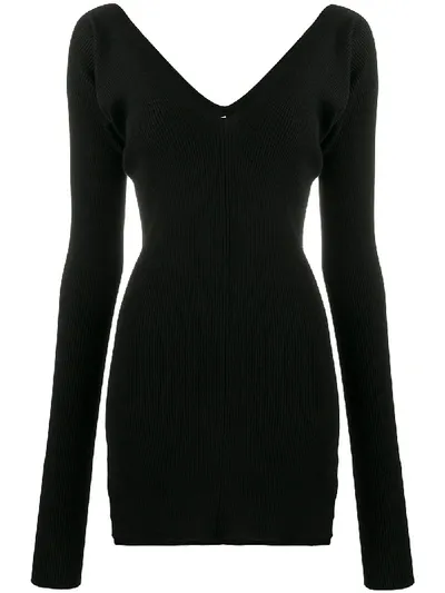 Marni V-neck Slit Jumper In Black