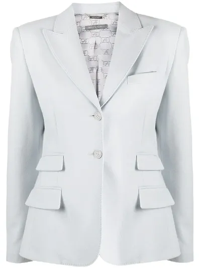 Alberta Ferretti Fitted Flap Pockets Blazer In Blue