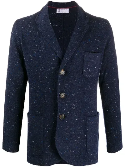 Brunello Cucinelli Single-breasted Fleck Blazer In Blue