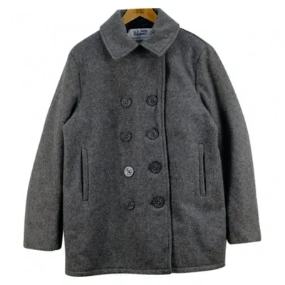 Pre-owned Schott Wool Jacket In Grey