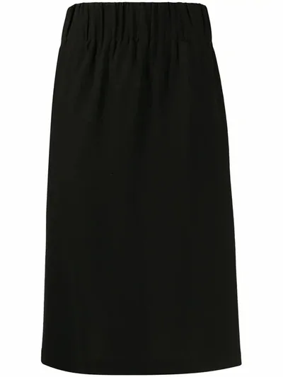 Aspesi Silk Straight Fit Skirt In Black