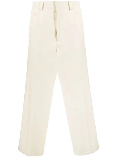 Jil Sander Cropped Straight-leg Cotton Trousers In Neutrals