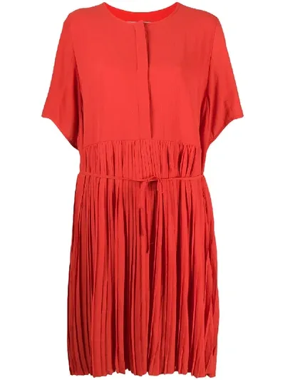 Henrik Vibskov Draped Sleeves Tie-waist Dress In Red