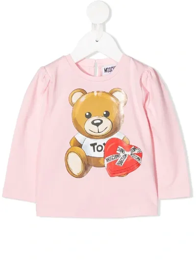 Moschino Babies' Teddy Bear-print T-shirt In Pink