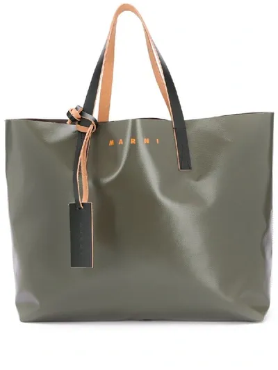 Marni Colour-block Tote Bag In Brown