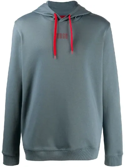 Hugo Boss Logo Trim Hoodie In Grey