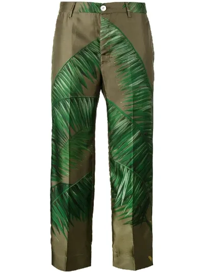 F.r.s For Restless Sleepers Tropical Palm Print Trousers In Green