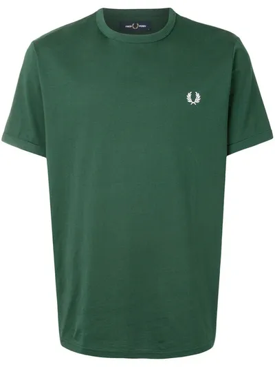 Fred Perry Embroidered Logo Cotton T-shirt In Green