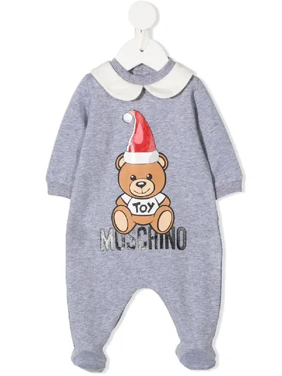 Moschino Babies' Teddy Bear Logo-print Pajamas In Grey