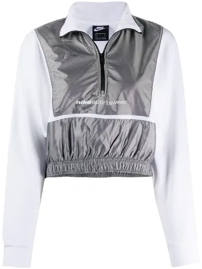 Nike Two-tone Cropped Windbreaker In Grey