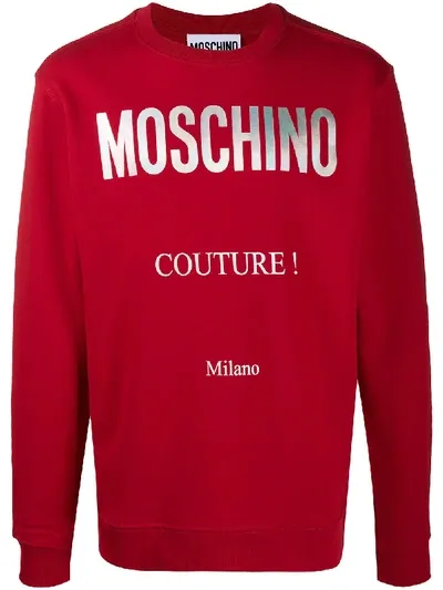 Moschino Holographic Logo Print Sweatshirt In Red